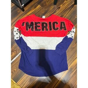 PINK Victoria’s Secret Patriotic Spirit Jersey Sequence Back Graphic Size L